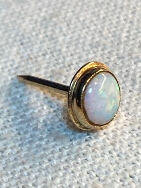 10K Opal Stick Pin - White Opal and Gold